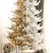 Glitzhome® 7.5ft Pre-Lit Flocked Upward Slim Fir Artificial Christmas Tree, Warm White LED Lights